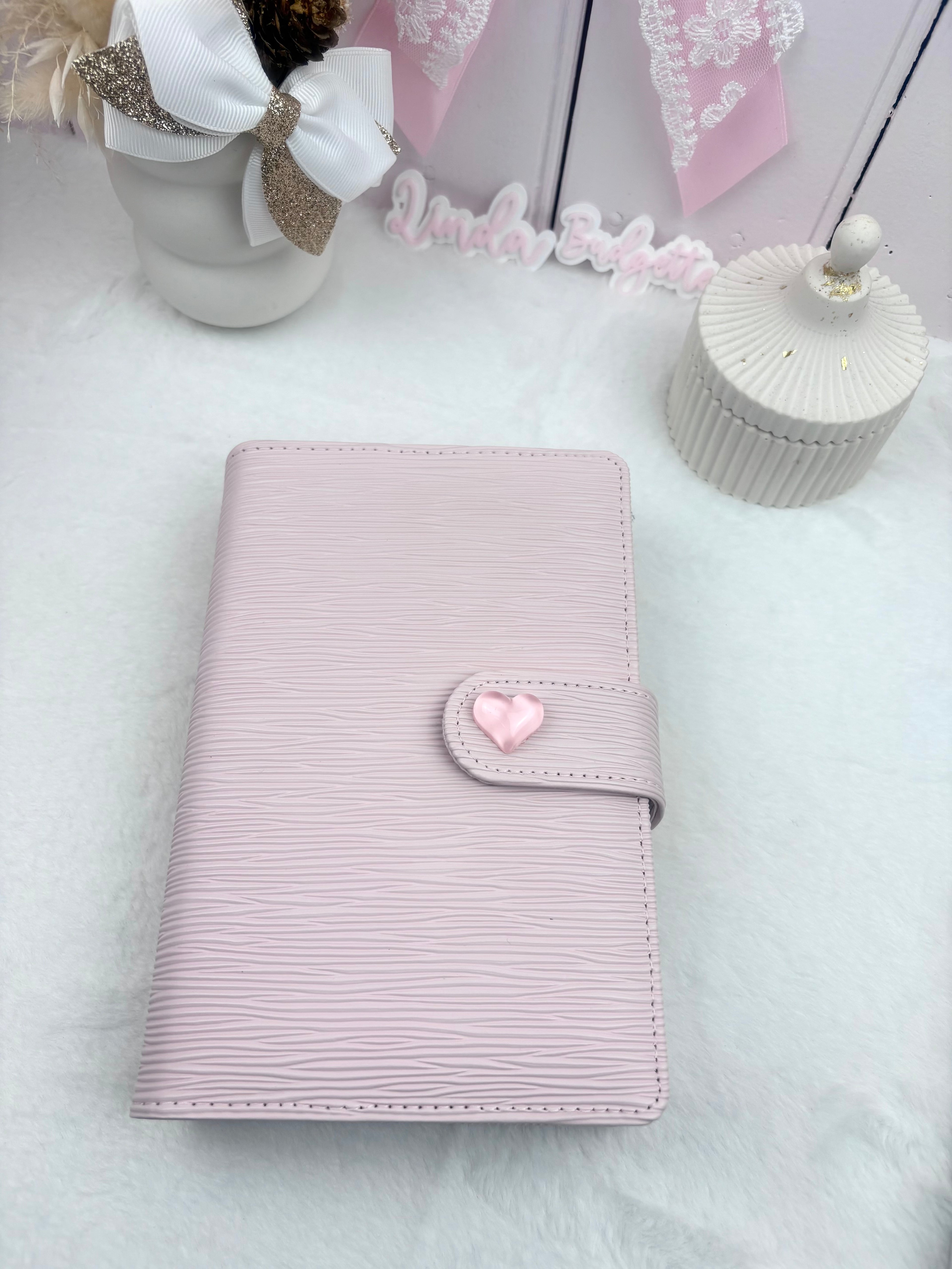 Classeur A6 collection Marion rose pale «cœur